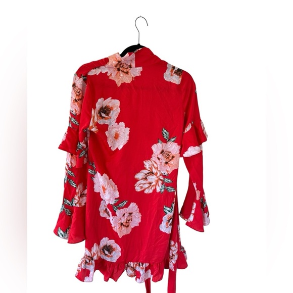 Misa Los Angeles Skylar Red Floral Wrap Dress - Picture 9 of 12
